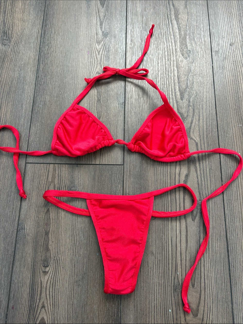 Titti Red String Triangle Bikini Set - Women's Swim